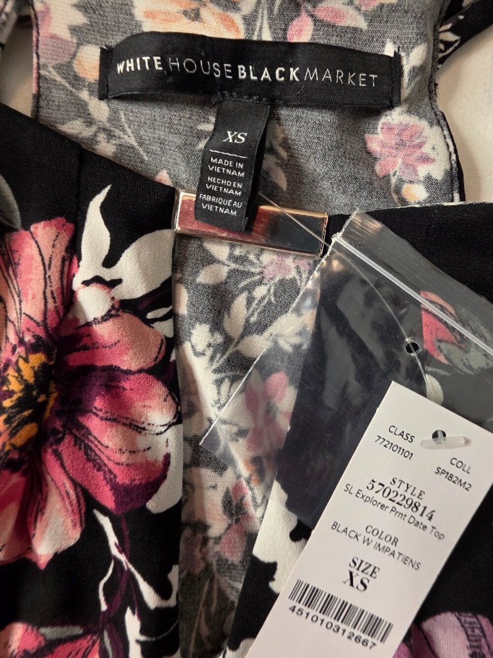 White House Black Market Floral Sleeveless Blouse, Size XS - Picture 9 of 10